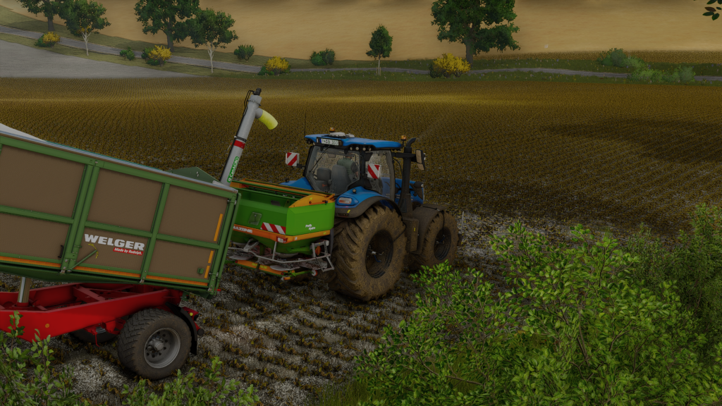 DH_Agrar New Holland T7 beim Düngen und Auftanken auf dem Feld auf unserem Realismus-Server