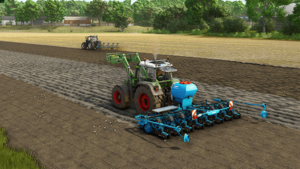 DH_Agrar Fendt beim Drillen und Valtra beim Pflügen auf unserem Realismus-Server im Landwirtschafts-Simulator